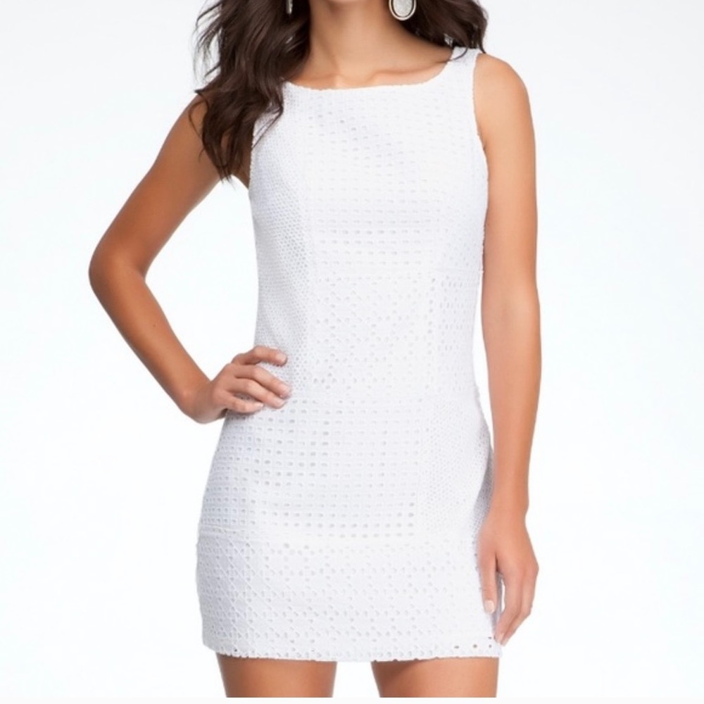 BEBE Patchwork Eyelet Shift Dress, 2